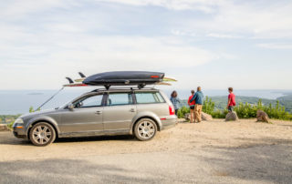 Beautiful Scene With Vehicle Rooftop Thule Cargo Box