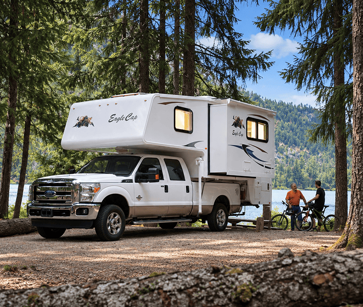 truck camper mountain road